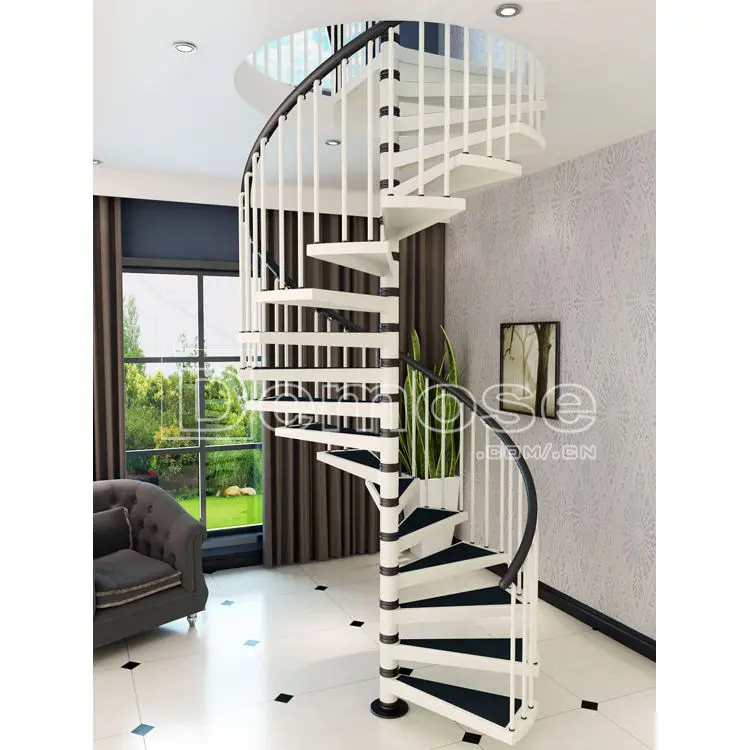 steel wood round stairs for home/round wood spiral staircase