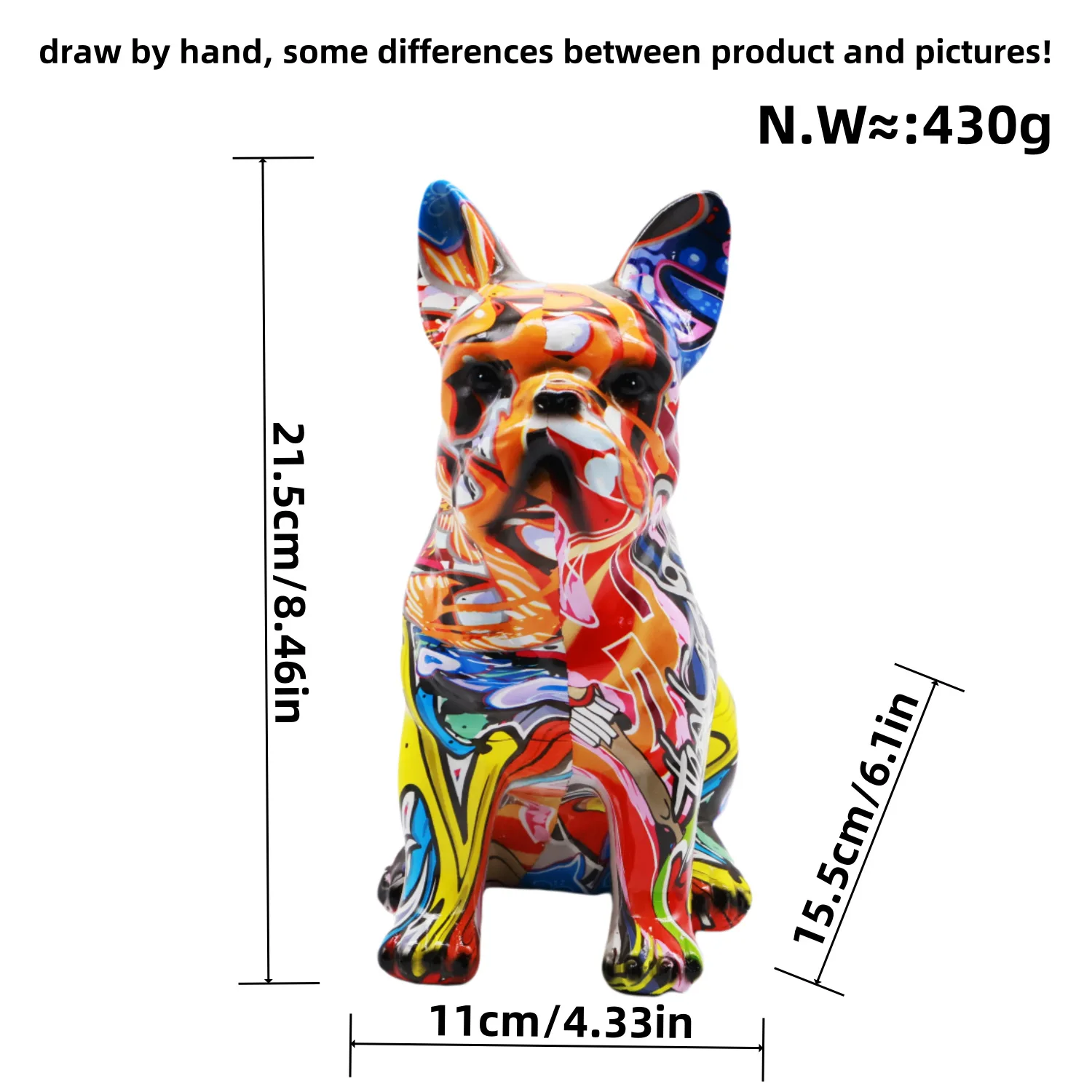 Colorful Graffiti English Dog  Animal Sculpture Statue Sculpture Fashion Resin Craft Art Figurine Cabinet Room Home Decor Dog