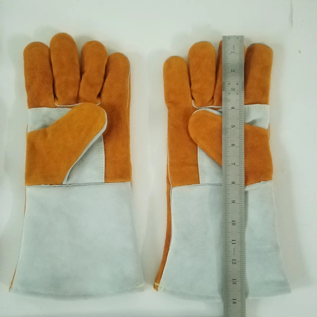 Top Quality Split Cowhide Leather Double Palm Reinforced Fingers Welding Gloves for Stick MIG Welder