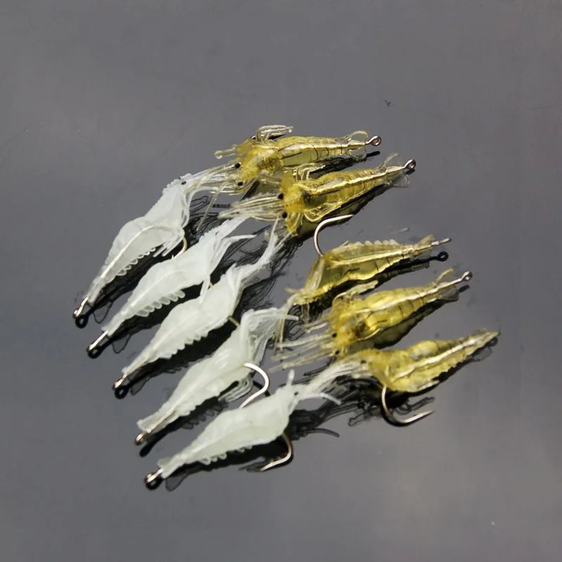 Wholesale Luminous 4cm/1g Fishing Shrimp Lures Shrimp Soft LureShrimp Soft Plastic Lure With Lead Sea Fishing