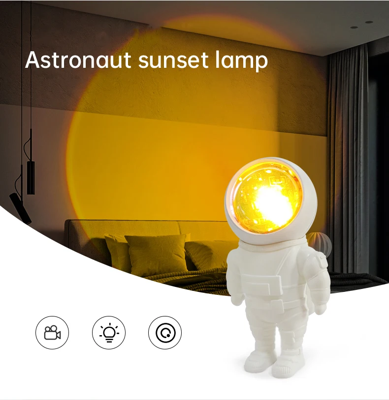 New Design LED Sunset Mini Robot Lamp 360 Degree Astronaut Night Light Sunset Projection LED Table Lamp
