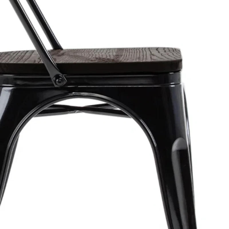 Latest Design Premium Materials Sturdy Wood Seat And Metal Frame Rubber Feet Metal Stacking Side Chair For Dining Room