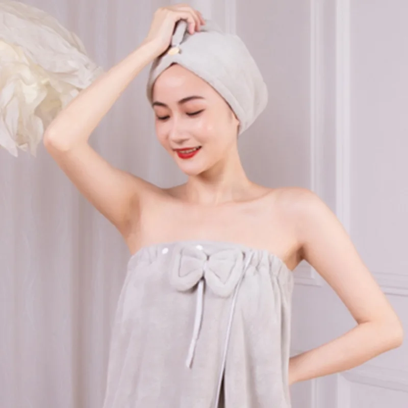 Adjustable Touch Fastener Colorful Knee Length Spa Fleece Dress Bath Towel