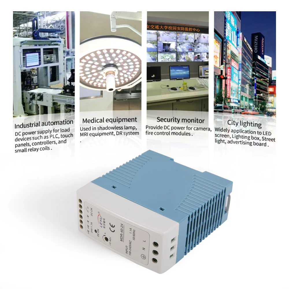 Factory direct sale Din Rail MDR-40 series plastic case 12V 24V 48V DC Output Din Rail Power Supply