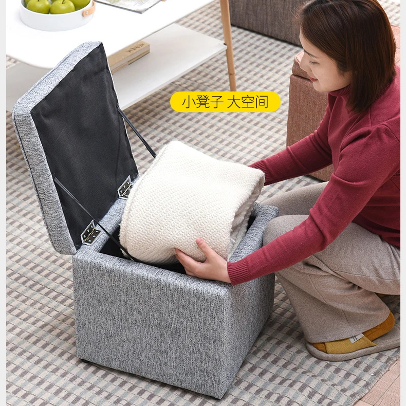 Fabric Kids Organizer Bench Box Footrest Folding Storage Stools Ottomans