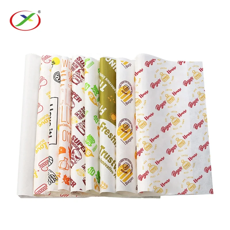 Factory cheap price Custom Design Non-stick Hamburger Wrapping Paper Baking Sheet Oil Resistant grease Paper