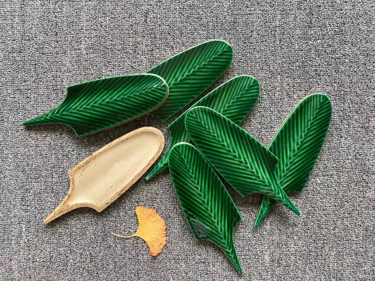 Dark green premium porcelain tiles feather glazed decorative porcelain indoor handmade low absorption ceramic wall tiles 70*200