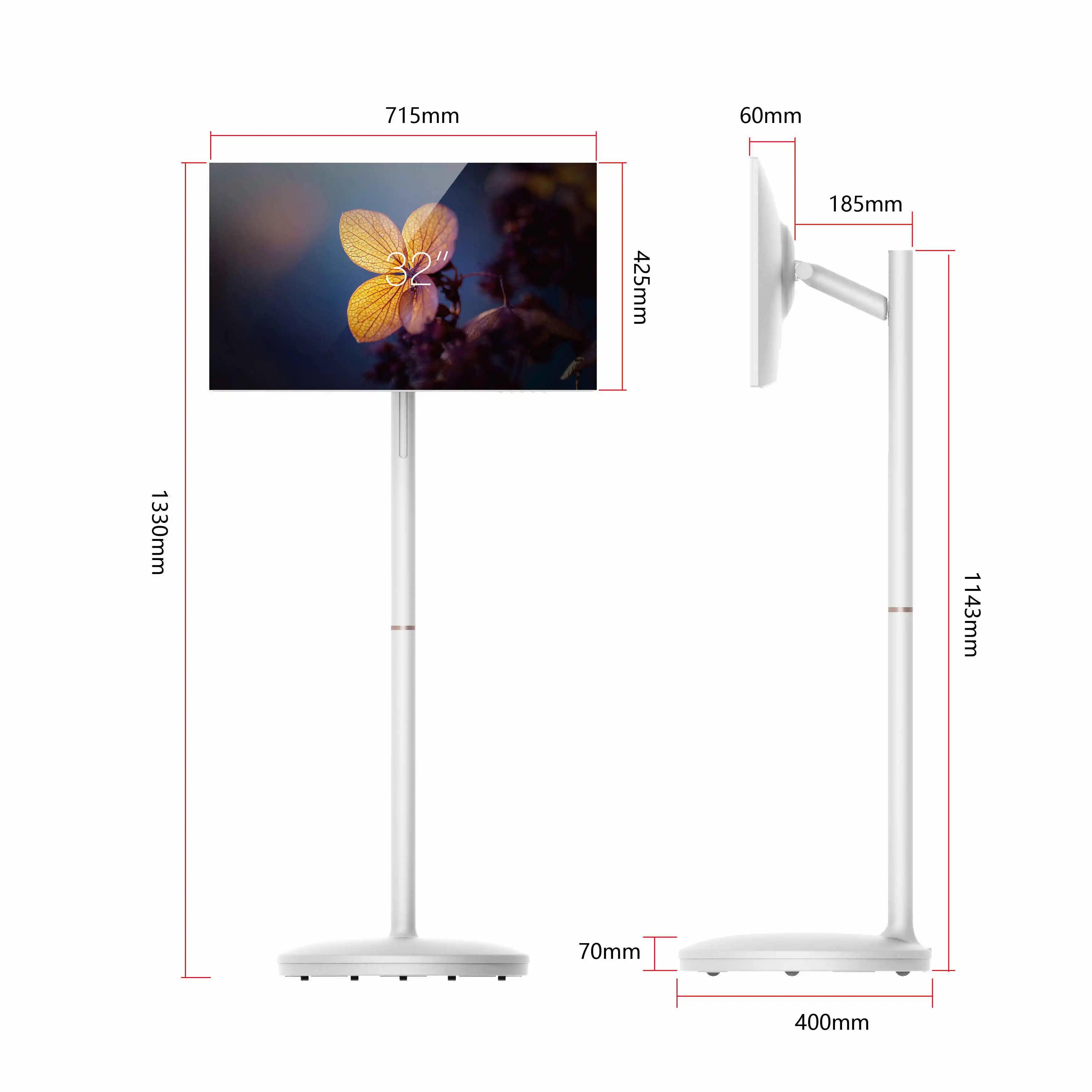 High Quality Rotatable Android Living Room Smart Touch Screen TV Free Standing Smart Portable TV With Rechargeable Battery