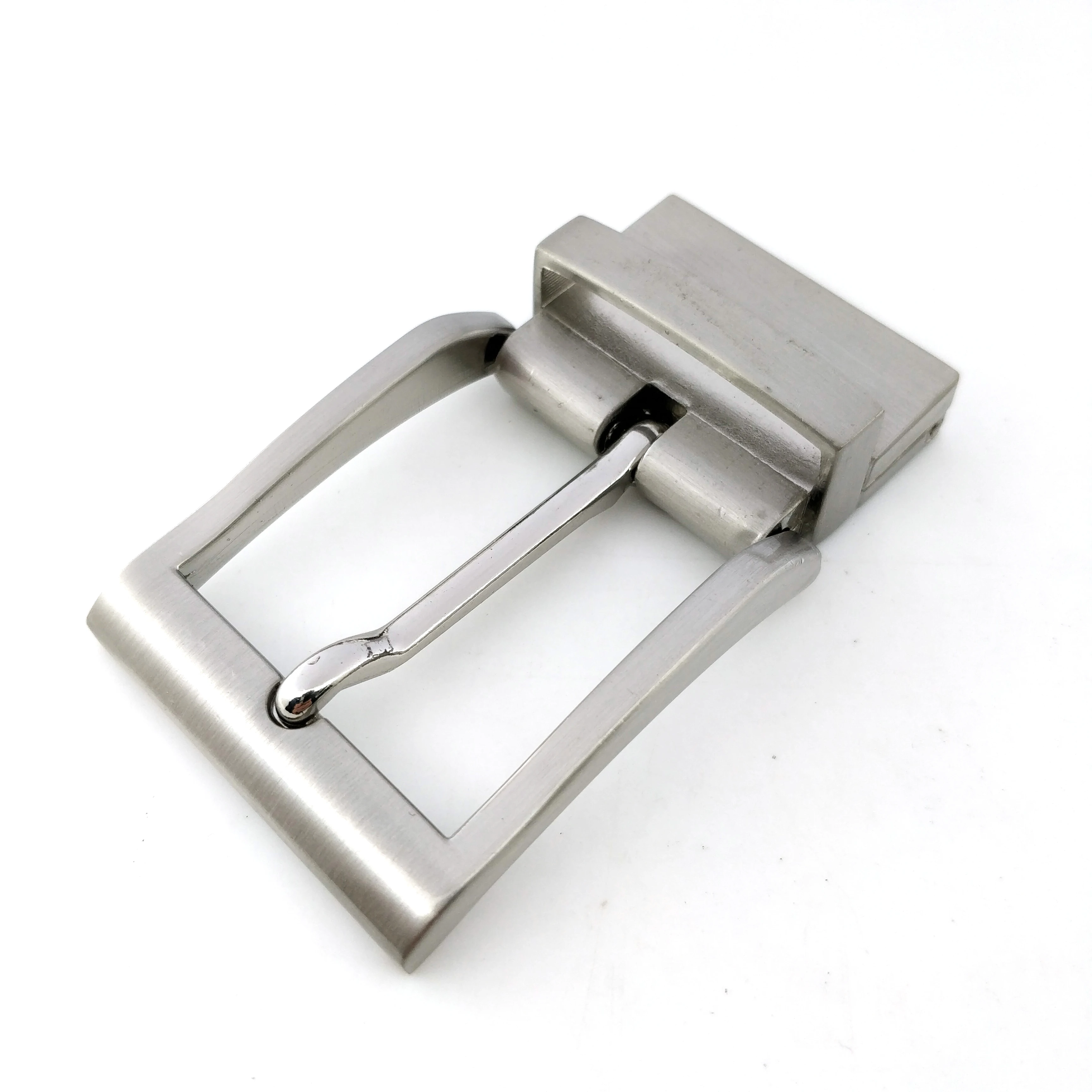 Factory price 35mm custom engraved logo laser logo Reversible pin buckle brushed silver belt buckle for men