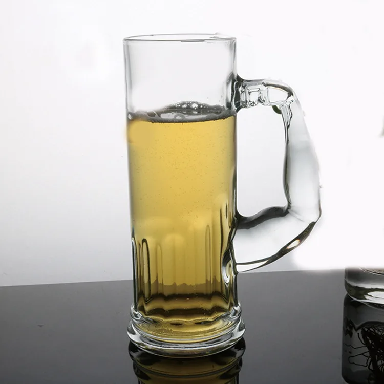 beer Mug thickened large capacity wine glass cold drinkware wholesale Cheap Glass Beer mug with handle