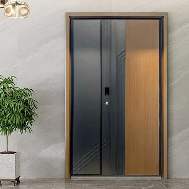 New arrival 100% Intelligent translation smart lock cast aluminium house anti theft door exterior double entrance security door