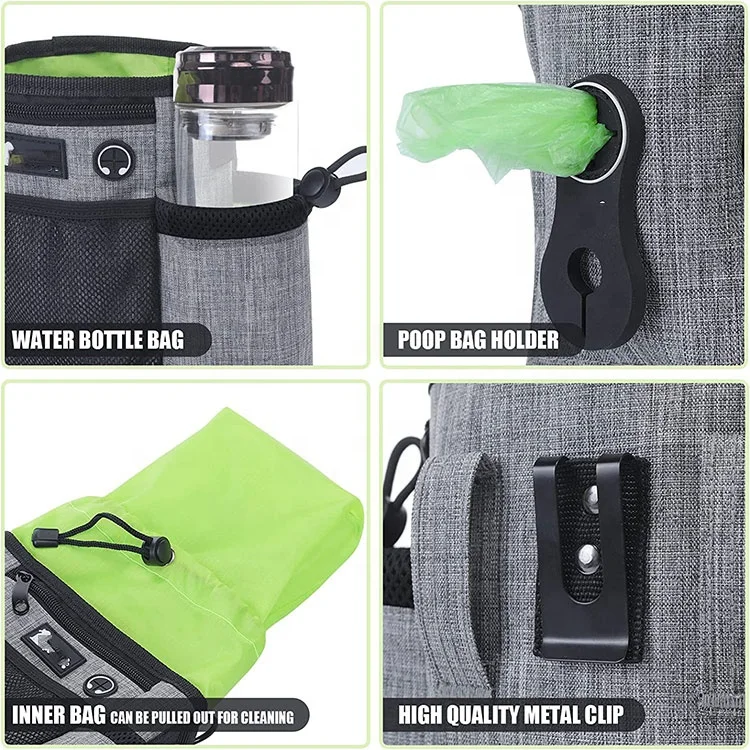 Pet Travel Kit Waist Fanny Bag Dog Walking Training Bag with Water Bottle Holder and Shoulder Strap