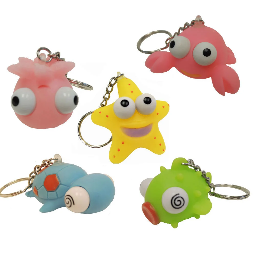 Promotional Souvenir Spielzeug Small Capsule Toy Vinyl PVC Sea Animal Eye Popper Keychain for Vending Machine