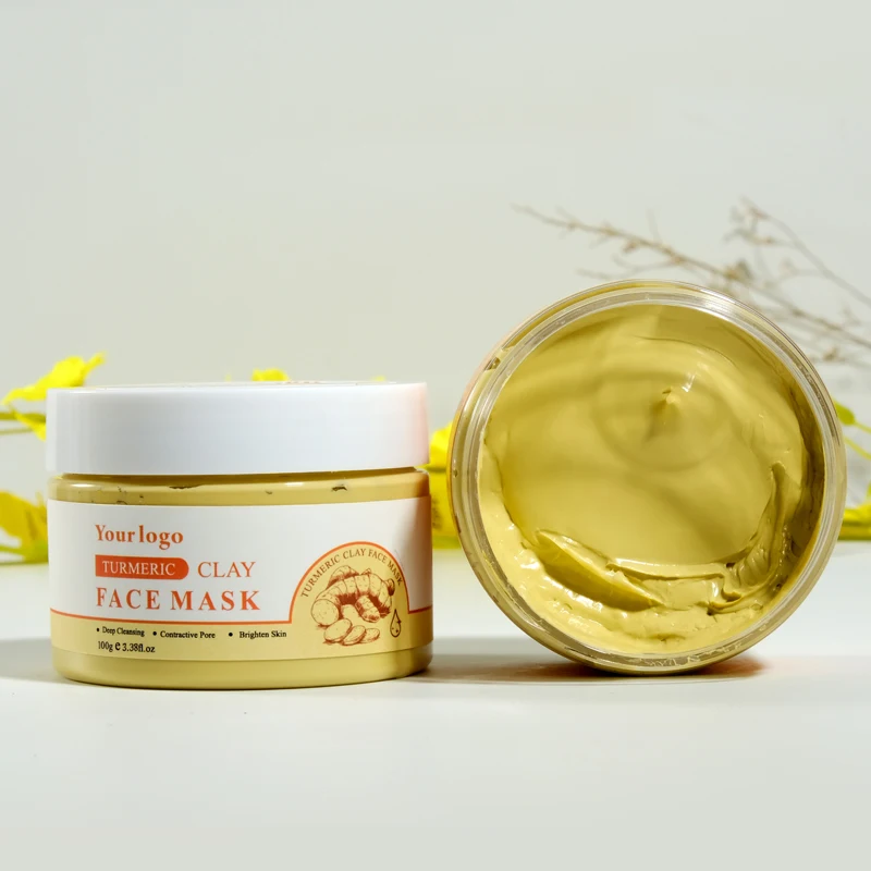 Оптовая торговля частная этикетка грязевая глина маска oem анти акне натуральные веганские органические turmuric facemask tumeric маска для лица куркума глина