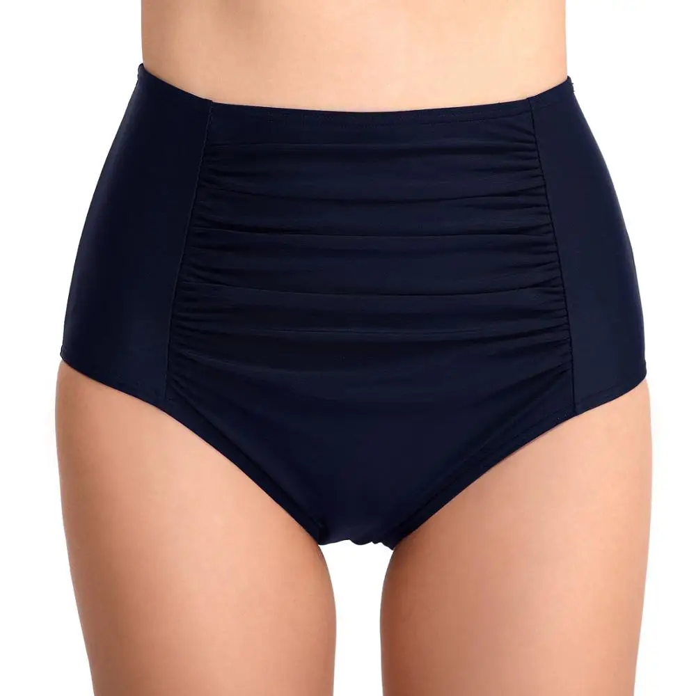 
Fashion High Waist Swimming Pleated Swimming Tight Trunks For Women 