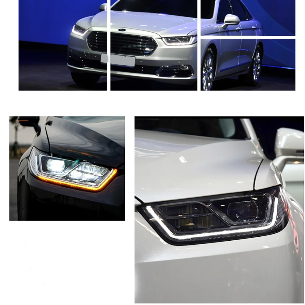 Suitable for Ford Taurus 15-18 full LED lens headlights modified high-fit assembly daytime running lights streamer turn signals