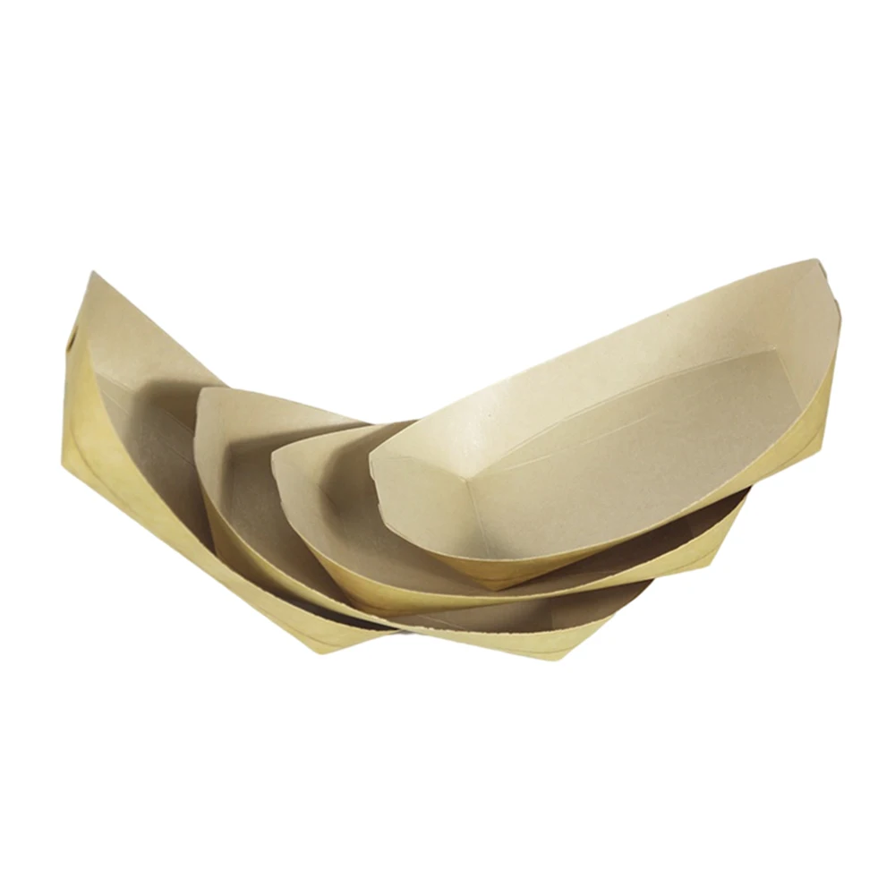 Biodegradable disposable boat shape oil-proof octopus balls snack plates paper tray