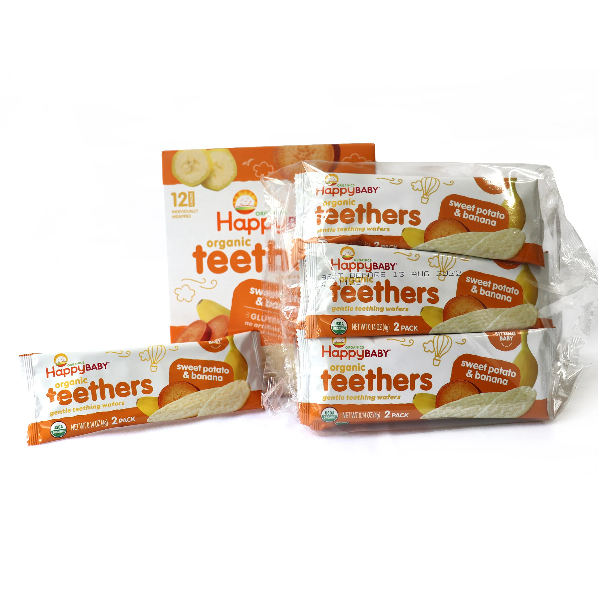 New Arrive Natural Sweetness Organic Sweet Potato & Banana Teethers Baby Snacks Help Develop Gums for Baby With