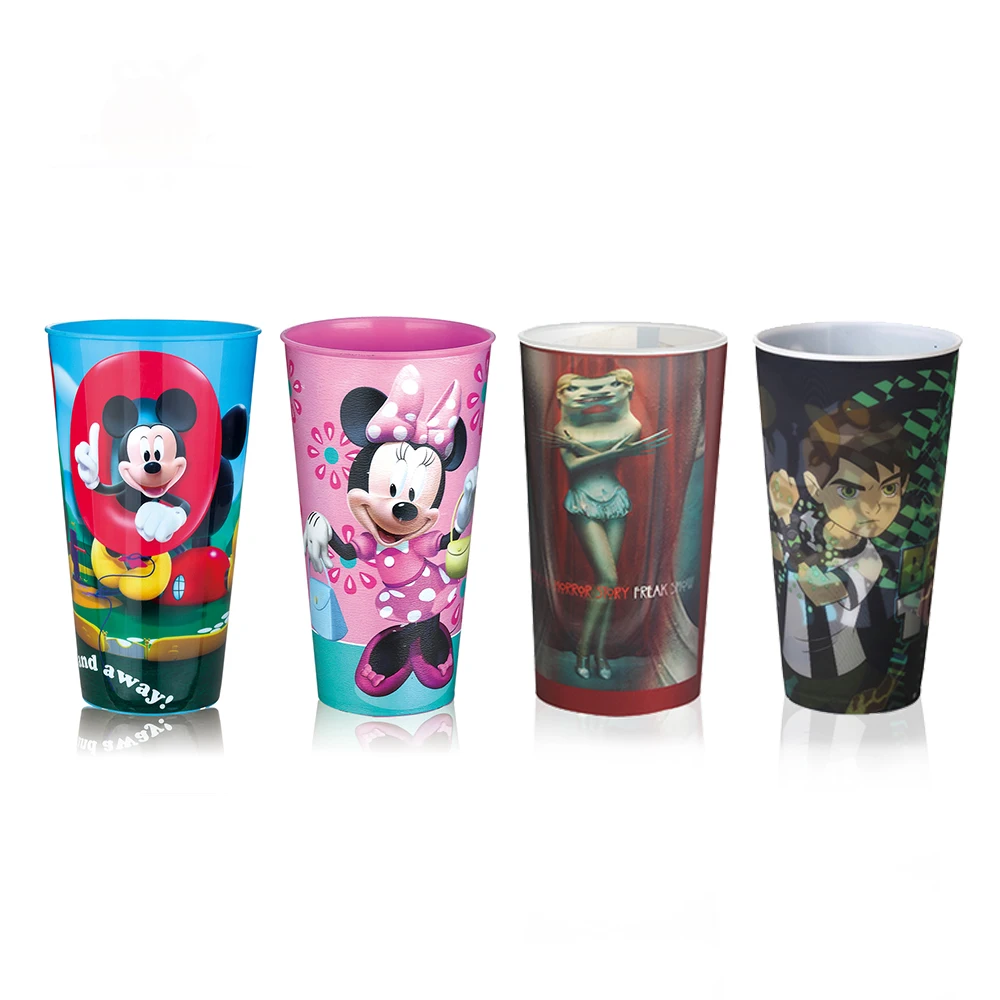 
Hot sale SY655 cartoon promotion pp IML printing 550ML wholesale plastic snack drinking cups 