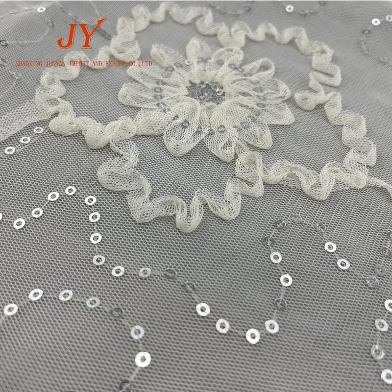 Производитель, оптовая продажа, цветочные белые блестки, кружевной шнур для Дубая