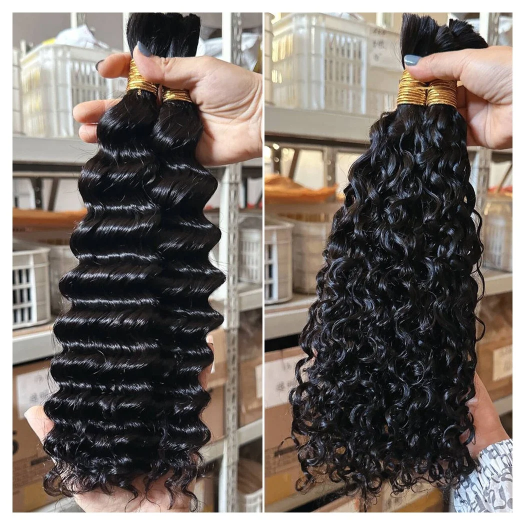 Hot Sale Raw Virgin Water Wave Bulk Human Hair Extensions No Weft for Boho knotless braids