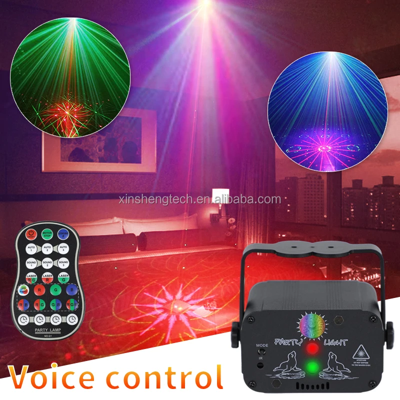 3 Eyes 60in1 LED Recharge Sound Activated Laser Light RGB Flash Strobe with Remote Disco Stage Party Lights