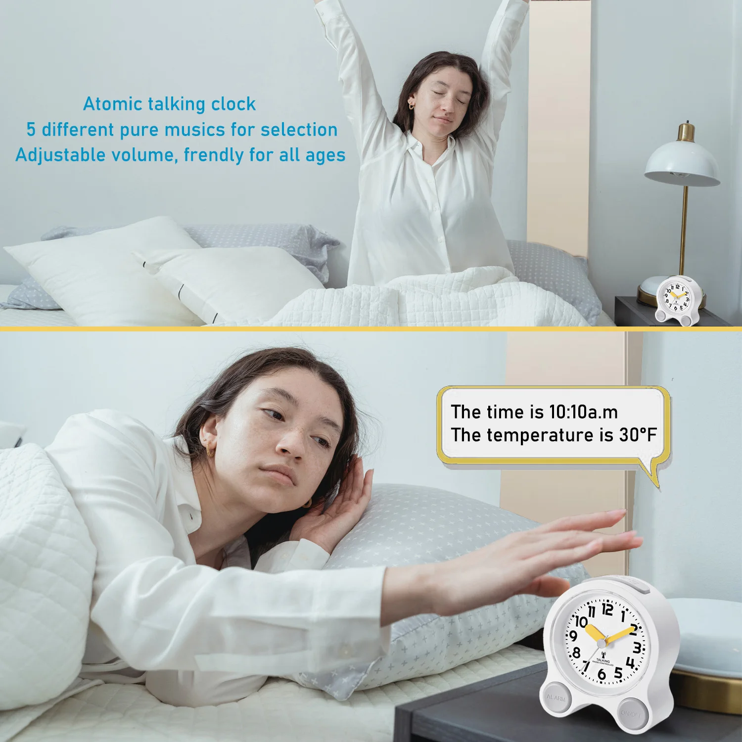 Radio-conrtolled Clock Atomic Talking Clock For US UK DE etc. Male and female voices interchangeable