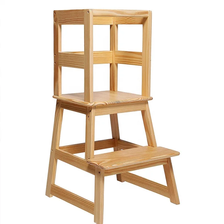 kids toddler kitchen helper solid wood color A shape  step stools learning tower