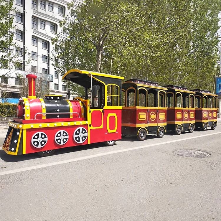 Best selling latest commercial handmade battery powered amusement park rides mini sightseeing trackless train for sale