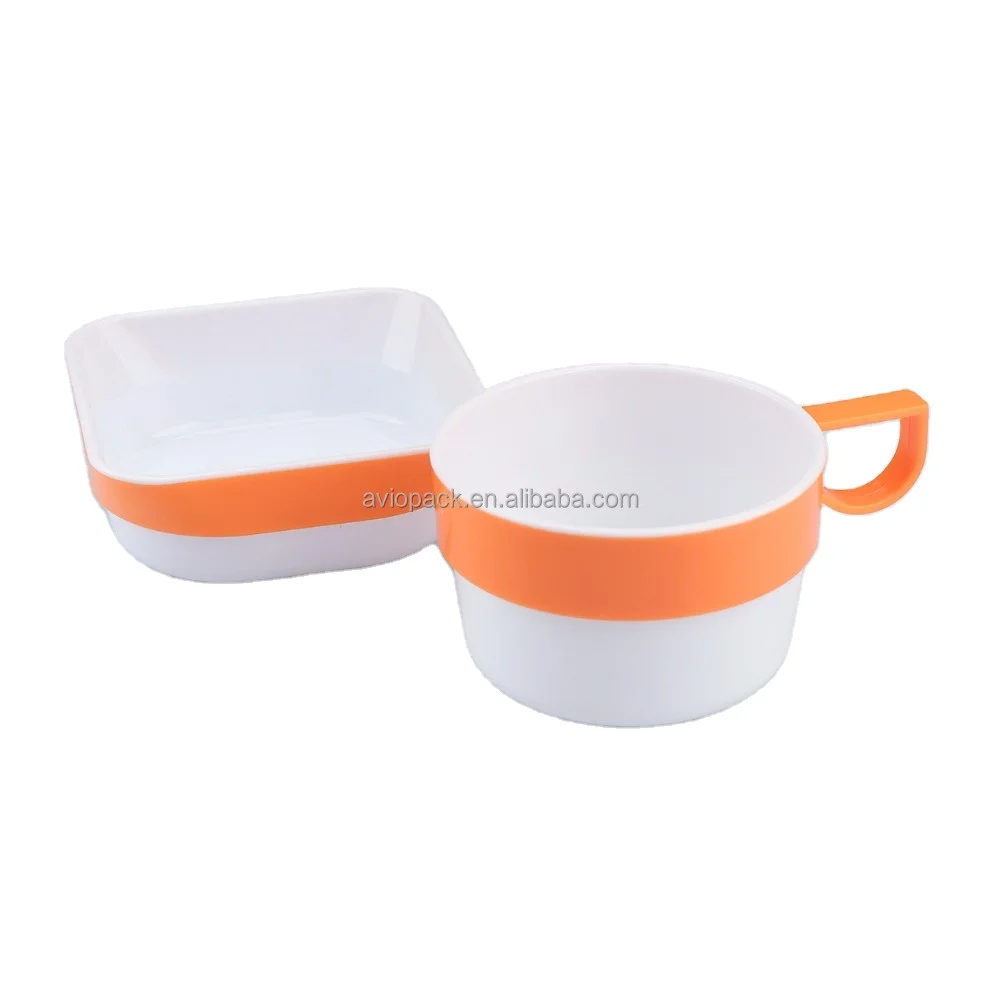 Airline ABS plastic dinner set tableware airplane Reusable coffee cup and salad bowl