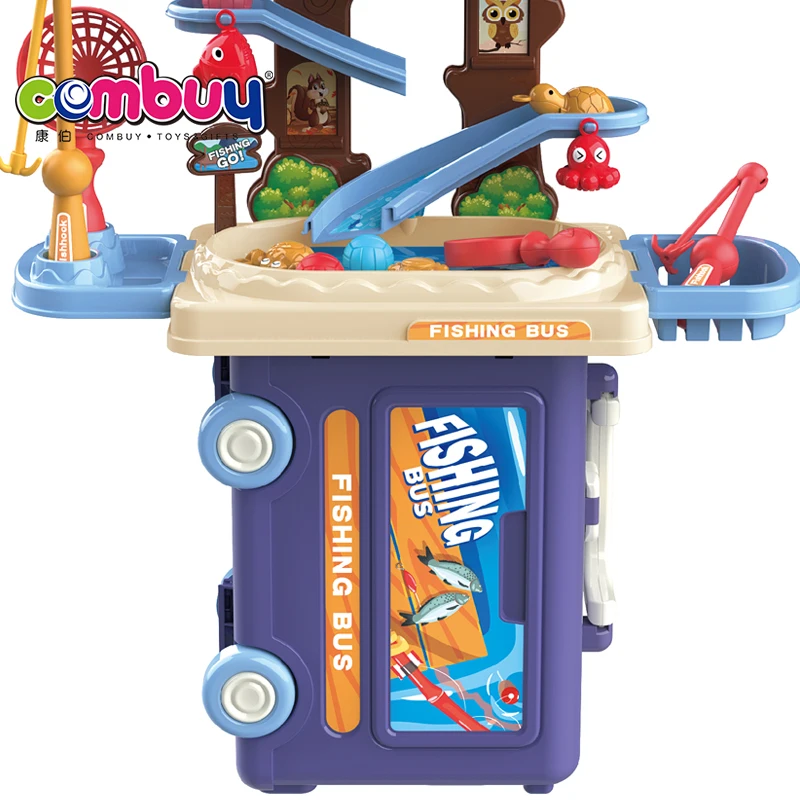 Интерактивный чемодан Автобус 3 в 1 Игрушки для рыбного стола детские игры рыбалки удочки