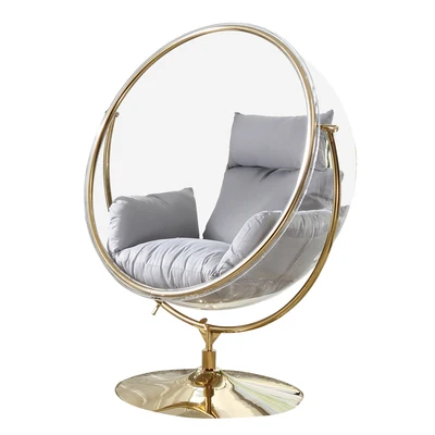 Luxury Gold Acrylic Hanging  Swing chair outdoor Floor Stand  Bubble Chair for living room garden bedroom hotel chair
