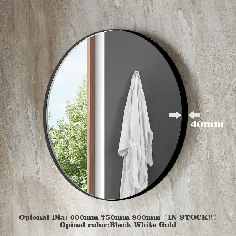 contemporary luxury design wall mounted decorative metal black large round aluminium alloy frame wall mirror for living room