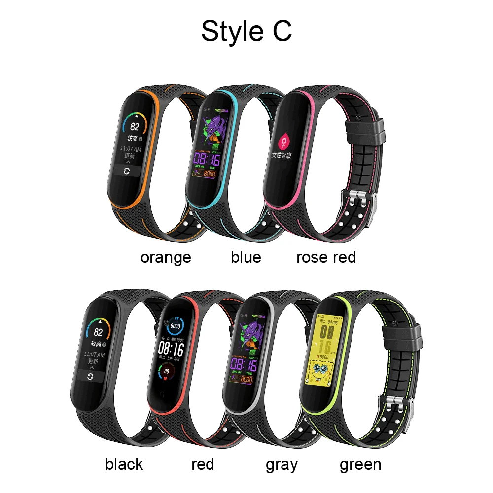 Ремешок силиконовый для смарт-часов Xiaomi Mi Band 3/4 сменный Браслет