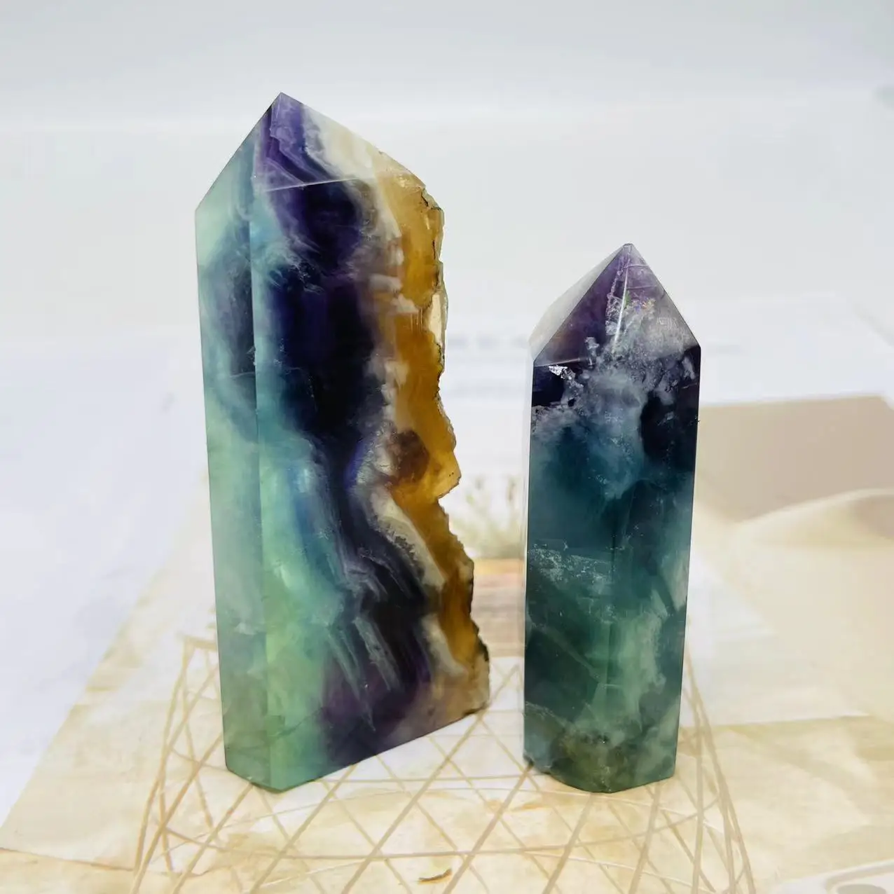 Top Quality Natural Stone Fluorite With Pyrite Point Crystal Quartz Crystal Fluorite With Pyrite Tower Point