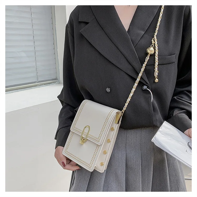 2023 High Quality Fashion New Design Rivet Purses Luxury Ladies Handbag Set Women Genuine Leather Chain Shoulder Bag