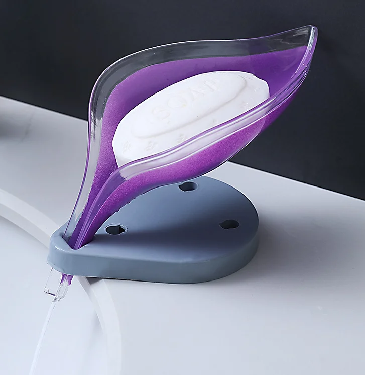 Self Draining Leaf Shape Soap Box Soap Holder with Draining Tray for Shower Bathroom Kitchen