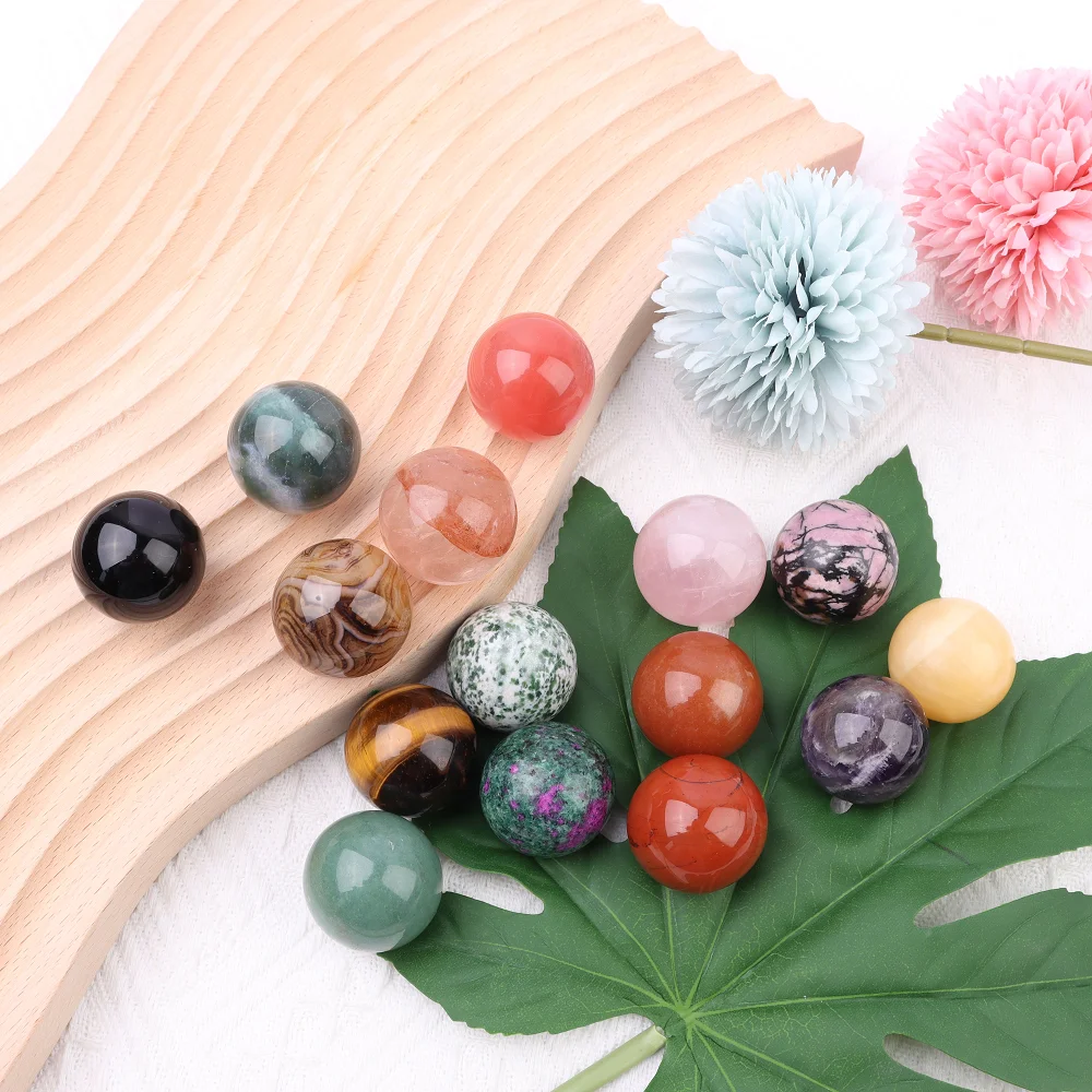 28-30mm Bulk Mixed Natural Gemstones Spiritual Healing Crystals Reiki Wicca Chakra Stones Rose Quartz Sphere For Decoration