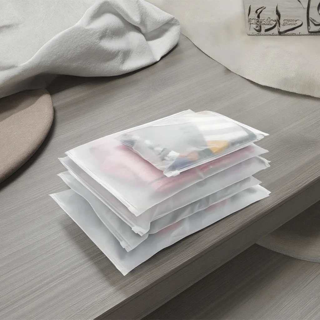 Packaging Zipper Slider T-shirt Garment Bag Matte Reusable Translucent Plastic Ziplock Bags For Clothes