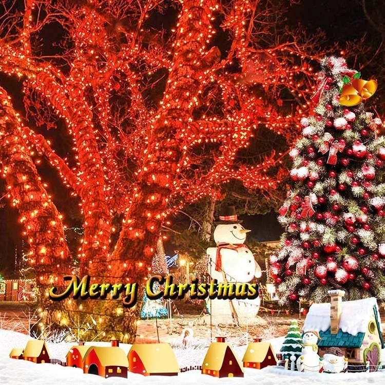 RED Solar String Lights 72ft 200 LED 8 Modes  Waterproof Garlands RED Led String Lights for Garden Patio Paty Christmas