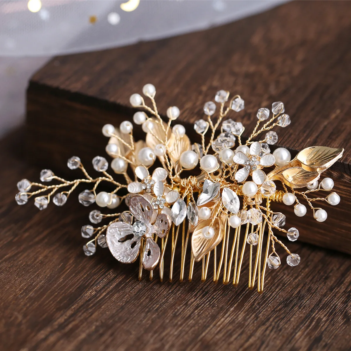 MC755 Fashion Bridal Flower Hair Combs Women Handmade Pearls Headpieces Wedding Hair Jewelry