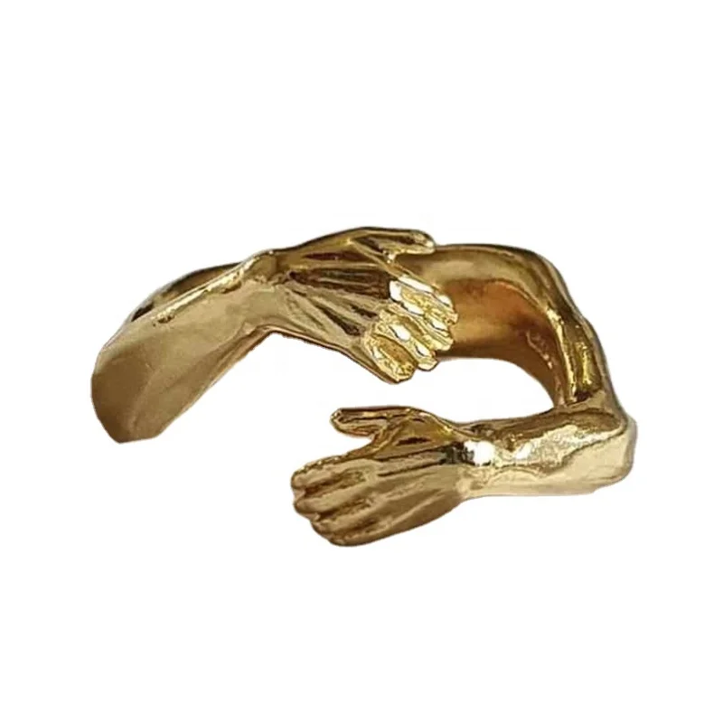
New Romantic Love Hug Carved Hand Rings Creative Love Forever Open Finger Adjustable Hand Rings For Women Men Fashion Jewelry 