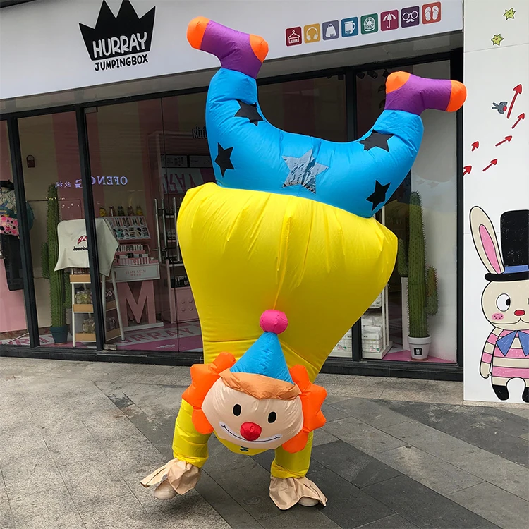 Funny Blowup Outfit Cosplay Halloween Party Dress Handstand Clown Inflatable Costume Adult