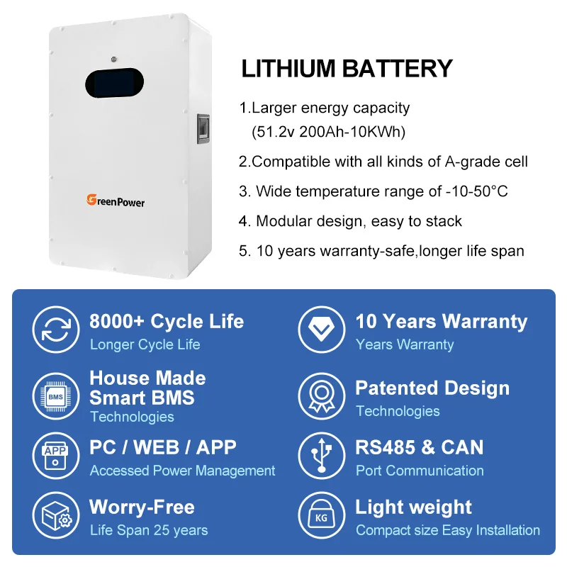 5kw 10kw аккумулятор 24 v 48v Солнечная энергия 50ah 100ah 200ah 400ah литиевая настенная батарея lifepo4 pack 24vt power wall