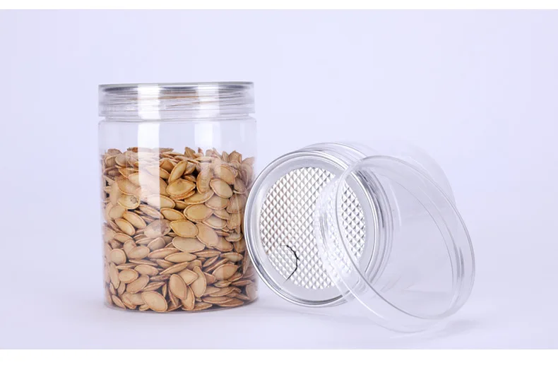 MAYSURE 450ml PET Can Flat Bottom Transparent Plastic Food Can with Aluminium Easy Open Ends Jar for Dry Food Packing