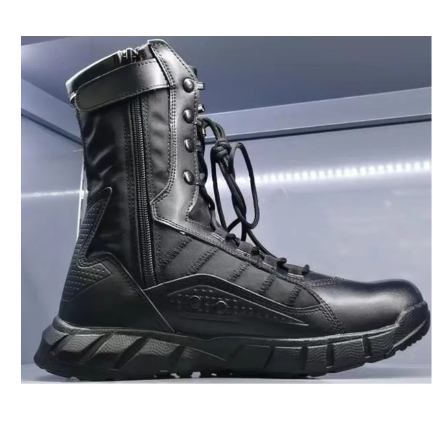 TSB0109 stock ready ship black color    9.5 inches Light weight desert boots  PU  outsole  Suede cow leather combat shoes