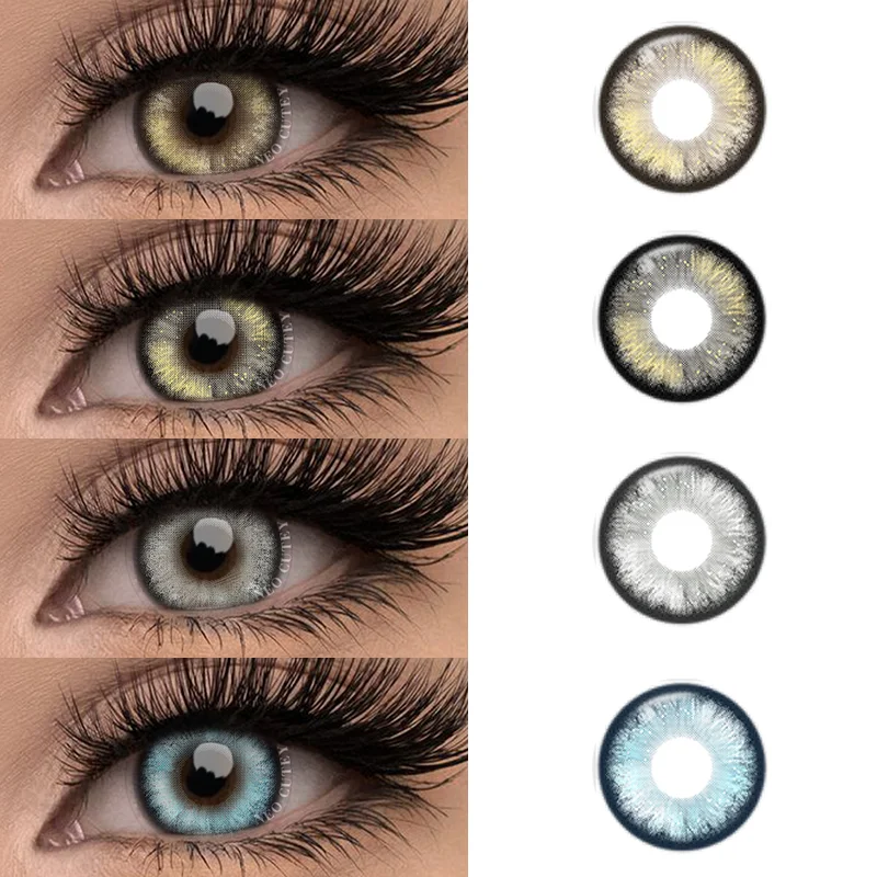 Korean Style Cosmetic Contact Lenses in Blue Black Gray Brown Eye Color for Yearly Use