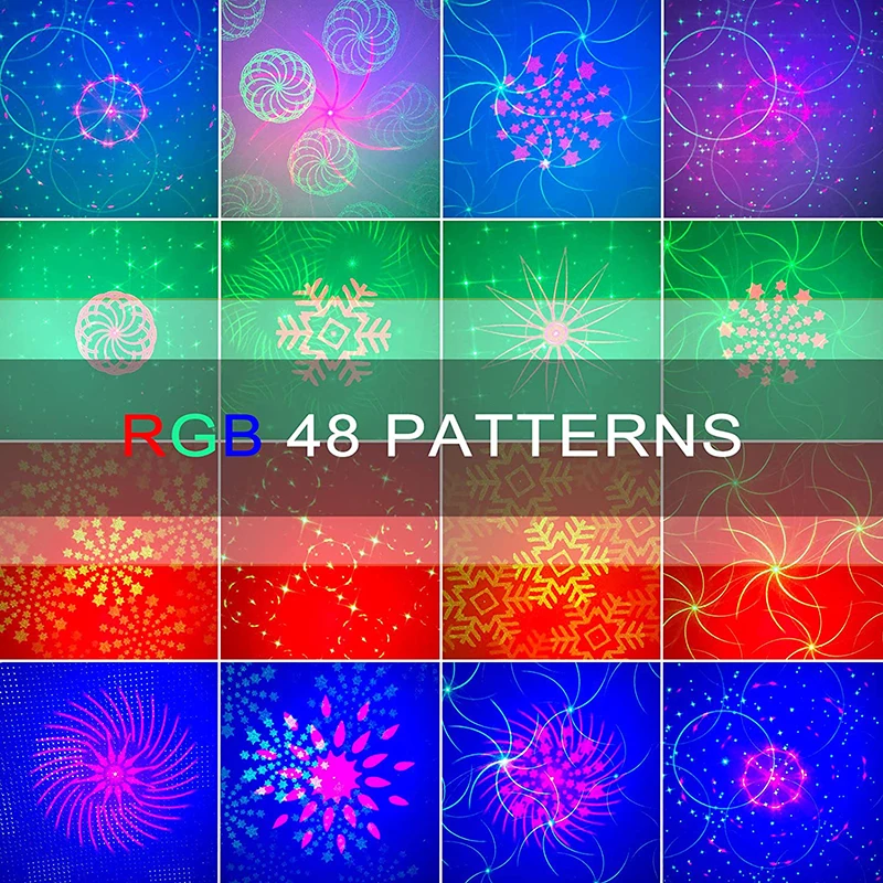 New Arrival Portable DJ Disco Stage Laser Light with Remote Control Sound Activated LED Projector RGB 48 Patterns Party Light