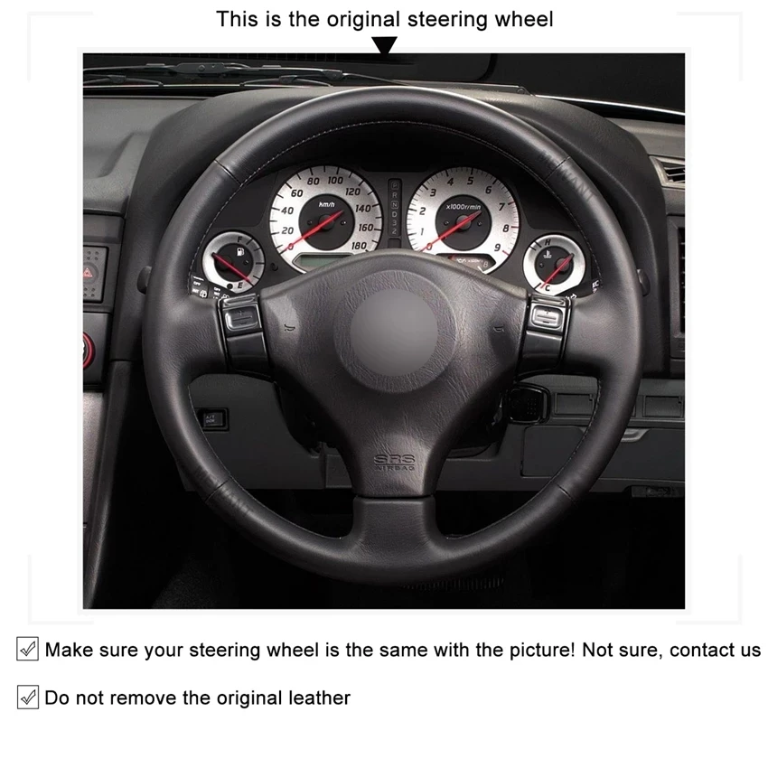 Car Accessory Custom Hand Sewing Steering Wheel Cover For Nissan 200SX S15 / Silvia / Skyline R34 GTR GT-R 1998-2002