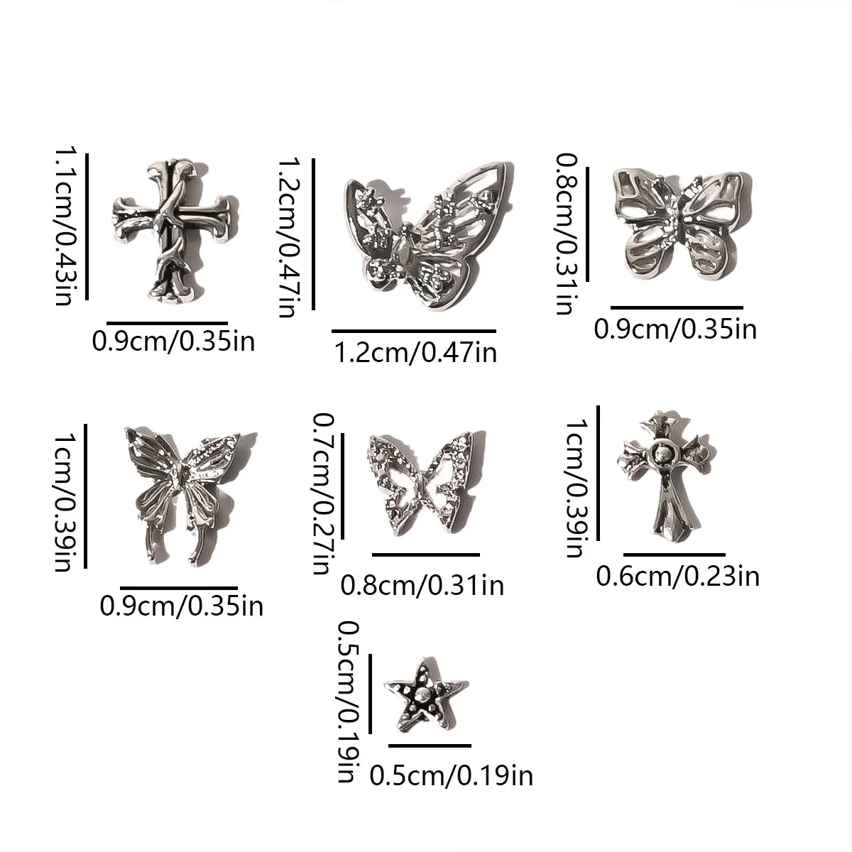 Punk Tooth Decoration Tooth Ornaments Butterfly Cross Antique Metal Dental Jewelry Teeth Sticker Kit Lead Free Dental Tooth Kit